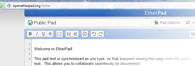 Mit Etherpad mal schnell gemeinsam einen Text erstellen