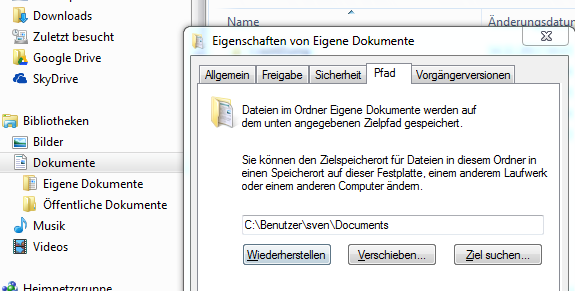 Installationsprobleme unter Windows 7 – Dokumentenpfad vielleicht nicht dort wo er sein soll?